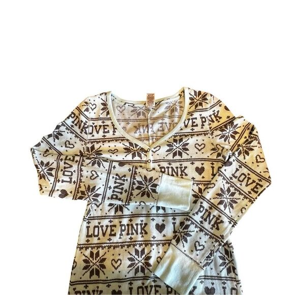 Victoria Secret PINK Logo Hearts Snowflake blue One piece Size medium butt flap - Picture 6 of 7